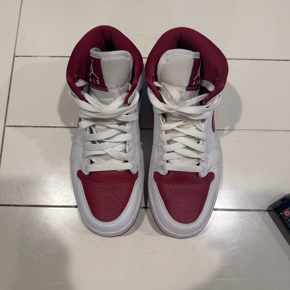 Women's White and Red High-Top Sneakers - Picture 3 of 6